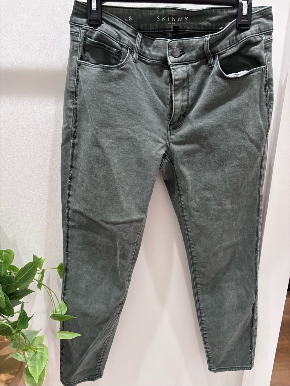 White House Black Market Olive-Green Mid Rise Crop jeans